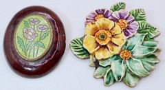 Secret Garden Treasures: 2 Vintage Pins w Multi Floral Made in West Germany
