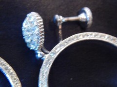 VTG 1950S TO 1970S PAIR HOOP RHINESTONE EARRINGS FAUX DIAMONDS
