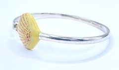 Vintage Brown County KY 925 Sterling Silver Seashell Shell Hook Bangle Bracelet