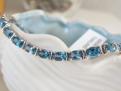 New Sterling Silver 925 Natural Heated London Blue Topaz Tennis Bracelet Fits 7″