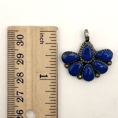 Vintage Signed PW Blue Stone Floral Cluster Pendant | Unknown Material