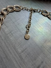 Vintage RJ Graziano Gold Tone Crescent Bib Necklace Runway Statement Hammered