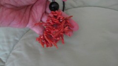 Vintage Branch of Coral Faceted Crystal or Onyx On Black Silk Cord Necklace NICE