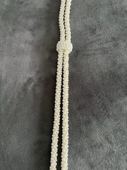 Vintage Faux Pearl Lariat Necklace Knotted Tassel Rope Style Costume Jewelry