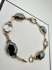 Antique Old VTG Gold Filled Tennis Bracelet White Topaz? Estate Sale Rare Read