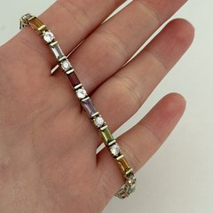 Ross Simons 925 Sterling Silver Gold Vermeil Genuine Multi Gemstone Bracelet 7.5