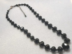 CEZANNE Black Faseted Glass Beads Necklace 18in.