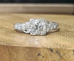 Platinum Vintage Engagement Ring 0.80ct.Natural Old Euro Round Diamond 1920’S