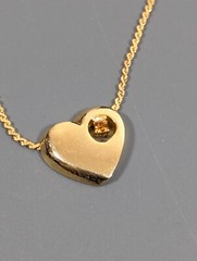 Vintage Faux Topaz Heart Birthstone Choker necklace Gold Tone 15 in