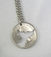 2008 Cut-Out Quarter Whale Tail (Rep. Speed, Strength, Family) Pendant Necklace!