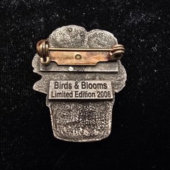 Vintage Birds and Blooms 2006 Pewter Sunflower Flowerpot Brooch Pin Signed