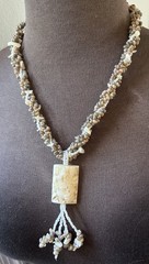 Vintage 70s Boho Real Small Sea Shell Brown Cream Strand Necklace Beachy Coastal