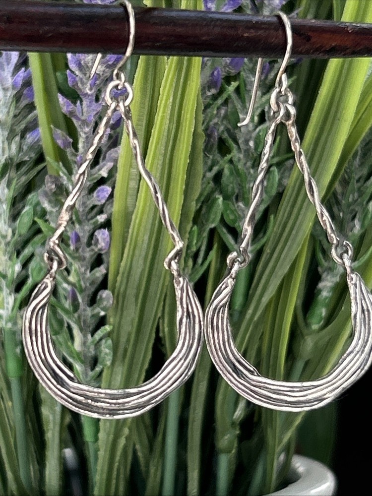 VTG Israel Opulenza Sterling Silver Earrings Long 2” Dangle 925 Weight 6 grams