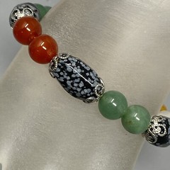 Stone Bead Bracelet Multi Color Assorted Gemstone Stretch Healing Chakra 7″