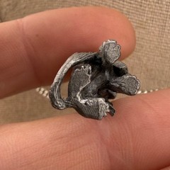 Vintage Cat Necklace Silver Tone Pewter Love Heart 19”