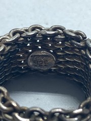 Tiffany & Co. Sterling Silver 925 Somerset Mesh Wide Band Ring Size 4.5 COA