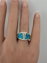 Atasay Kuyumculuk Turkish Sterling Silver Lab Fire Opal CZ Ring Size 7.25