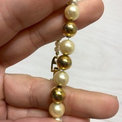 Vintage Napier Bracelet Pearl & Gold Tone Beads With Pat Pending Hallmark