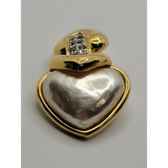 Vintage NOS Vogue Bijoux Heart Clip On Earrings Faux Pearl Crystal Estate Italy