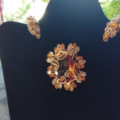 True vintage Schreiner New York broach and earrings Signed.