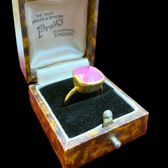 2.9g Antique Vintage Retro 18k Gold Wash Sterling Silver Ruby Band Ring S 5
