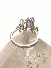 Cocktail ring size 6.75 sparkly colored stones blue pink yellow pinky sterling s