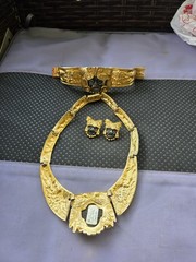 Salvador Teran for Marbel Mexico Necklace Set Aztec Maya 22k Plated Pre Owned #7