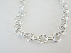 Italian Sterling Silver 925 Rolo Link Charm Chain Bracelet 7.5″