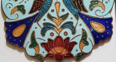 Vintage enameled peacock colorful cloisonne pendant