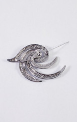 Vintage Tona Silver Tone Dual Texture Swirl Pin Brooch