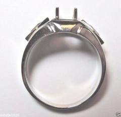Antique Art Deco Setting 20K White Gold Mounting Hold 6 MM Ring Size 8 UK-P