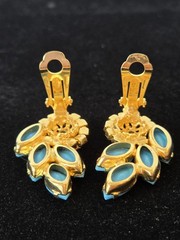 Juliana DE VTG Turquoise Marquise Pendant Necklace Clip Earrings Set READ Detail