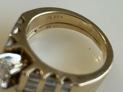 Vintage 1 Piece 14k Gold Diamond Wedding Band/Engagement Ring Sz 6 Custom Design