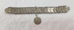 Vintage Mexican 1974 20 Centavos 1979 10 Centavos Coin Bracelet 7”