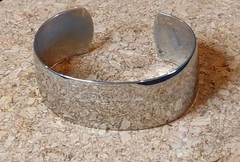 Vtg Minimalists Silver Tone Finish Bracelet “Mirror” Cuff Style 1 In Wide Adj.