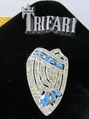 BEAUTIFUL ANTIQUE 1920’s ART DECO FAUX SAPPHIRE RHINESTONE POT METAL DRESS CLIP