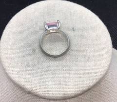 Vintage Silver Tone Costume Pink Cz Stone Ring Sz 7.25 E595