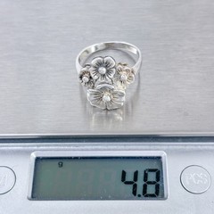 Vintage Sterling Silver 925 Floral Cluster Ring Size 9.5