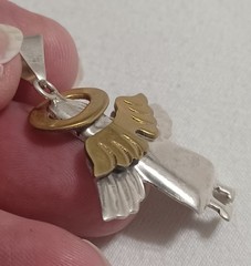 BEAUTIFUL Large Sterling Silver ANGEL Necklace, Solid 16″ Inch Chain Italy 925