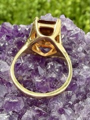 Vintage Topaz Ring Emerald Cut 18K Gold Plated Cocktail Ring About Size 8.5