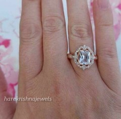 Lab-Created 2CT Radiant Cut Diamond Vintage Halo Wedding Ring 14K Rose Gold Over