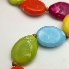 Vintage Lucite Necklace Colorful Marbled Oval Beads 36 In Fruit Salad Statement