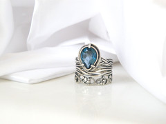 OrPaz 925 Sterling Silver London Blue Topaz Organic Ring Size 6
