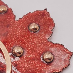 Vintage Matisse Leaf Brooch and Clip On Earrings Copper Enamel Vintage 1950s Set