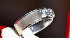 14k white gold ring 0.66ct multi gemstone mother’s size 7 handmade 4.2gr N2731
