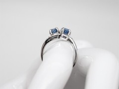 Vintage $6000 1.85ct NO HEAT Blue Sapphire Diamond 14k White Gold BYPASS Ring