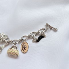 RARE 2PC VINTAGE Y2K JUICY COUTURE SLIVER CHARM BRACELETS | 14 CHARMS | NWOB