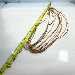 Vintage Multi Strand Necklace Bib Gold Tone Chain Adjustable 17″-20″