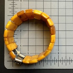 Vintage Baltic Amber Panel Bracelet with Silver Floral Clasp • Restoration Piece