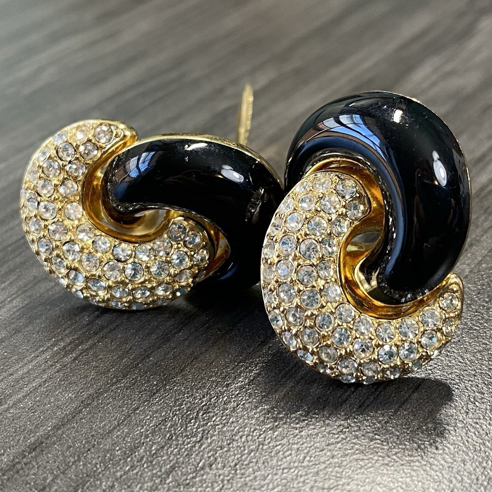 Christian Dior Enamel & Rhinestone Earrings – Chr. Dior Knot Earrings